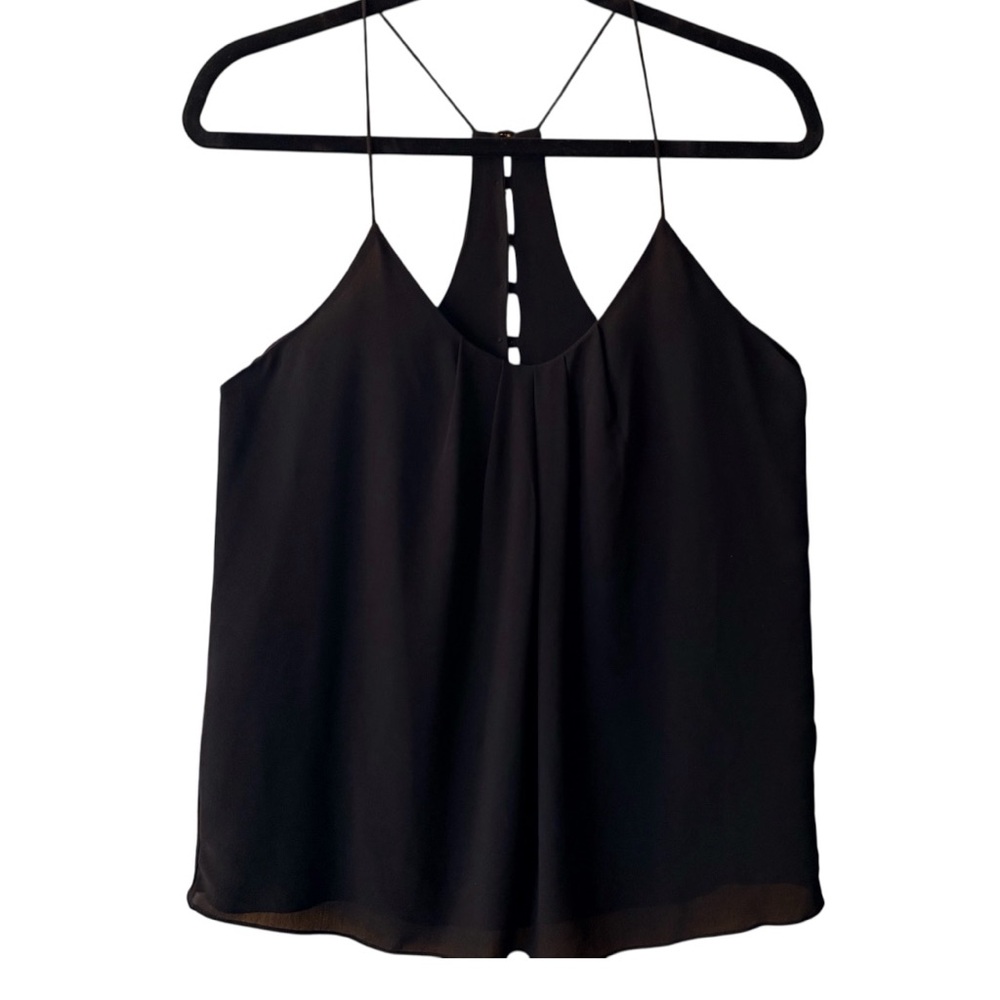 Naked Zebra Flowy Camisole Tank Womens Black Spaghetti Strap Racerback Cami